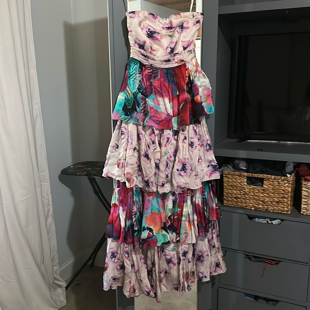 Nidhi Yasha strapless floral pattern maxi dress